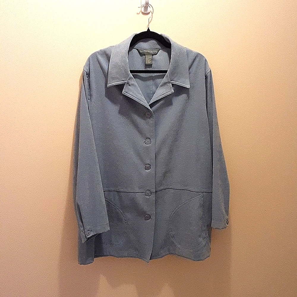 JESSICA HOLBROOK BLUE FAUX SUEDE JACKET SIZE:  1X